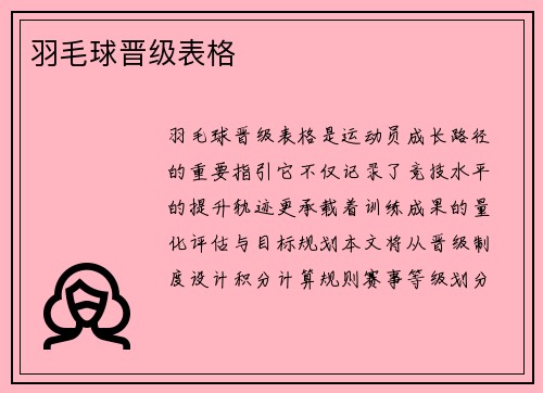 羽毛球晋级表格